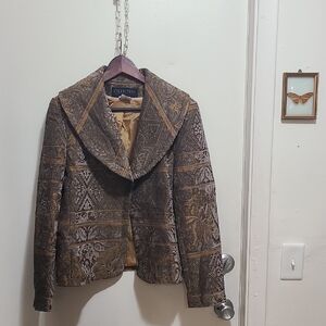 Harve Benard Collection Brown Textured Blazer with Wide Lapel